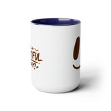 Happy Mornings Mug "Have A Beautiful Day!" Two-Tone Coffee Mugs, 15oz