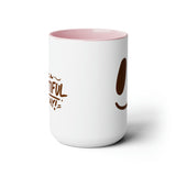 Happy Mornings Mug "Have A Beautiful Day!" Two-Tone Coffee Mugs, 15oz