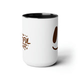 Happy Mornings Mug "Have A Beautiful Day!" Two-Tone Coffee Mugs, 15oz