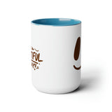 Happy Mornings Mug "Have A Beautiful Day!" Two-Tone Coffee Mugs, 15oz